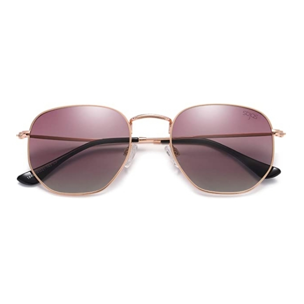 Purple Hexagonal Polarized Sunglasses for Men and Women - Picture 1 of 4